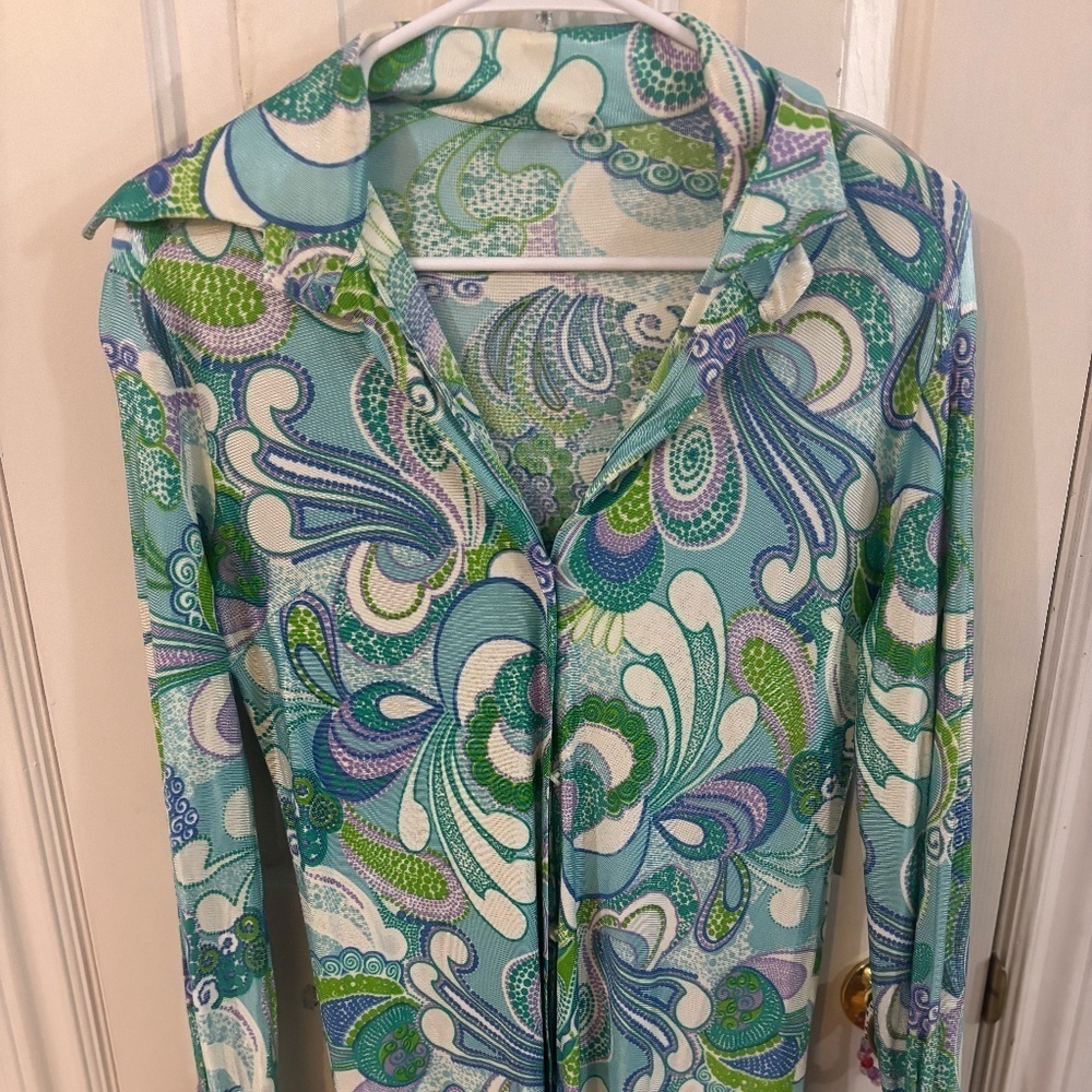 vintage psychedelic print shirt so cute